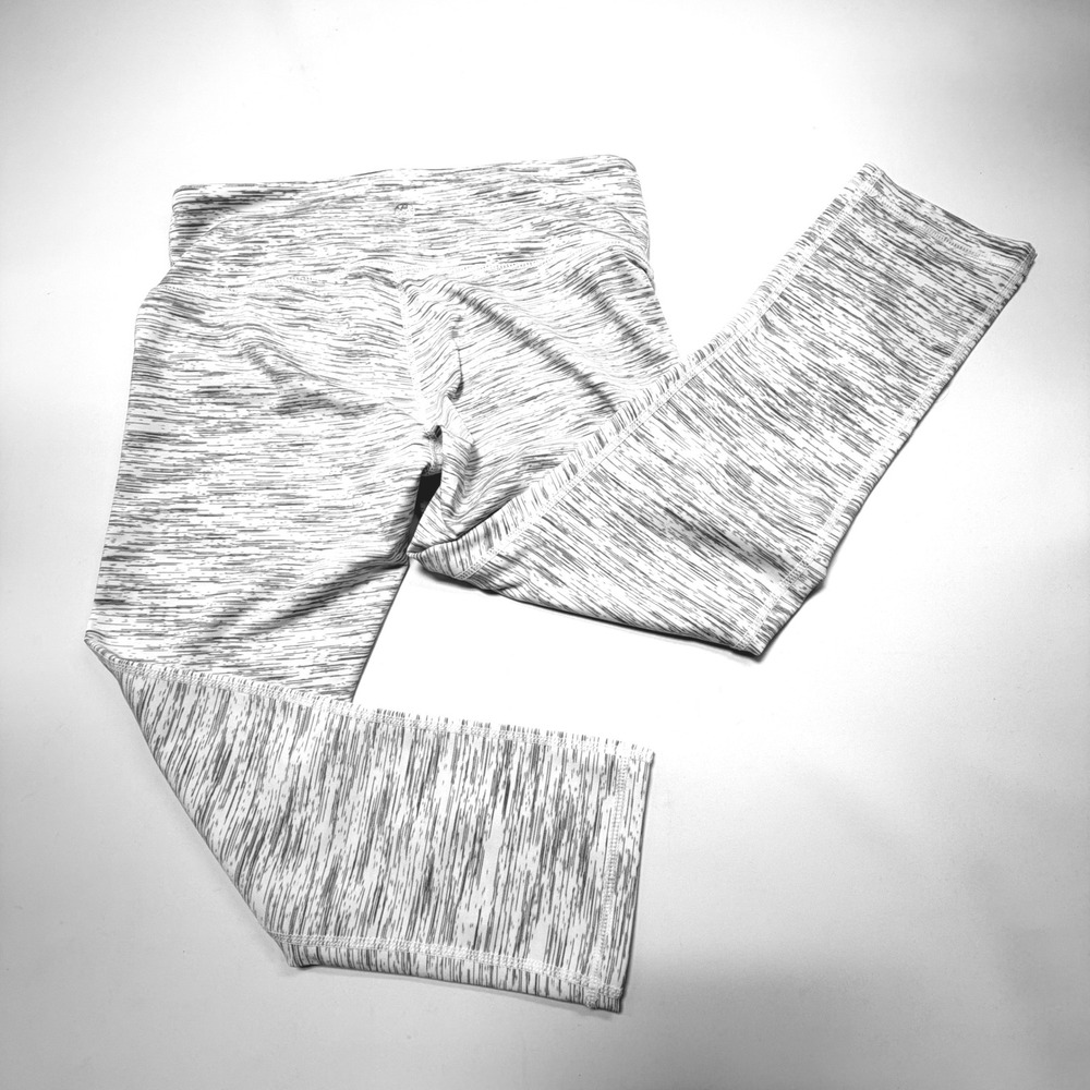 Tesla Women's Active Leggings M Heather White Gray High Waist Stretch‎ Athletic